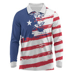 Liberia Flag Long Sleeve Polo Shirt Grunge Stylized