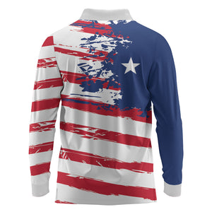 Liberia Flag Long Sleeve Polo Shirt Grunge Stylized