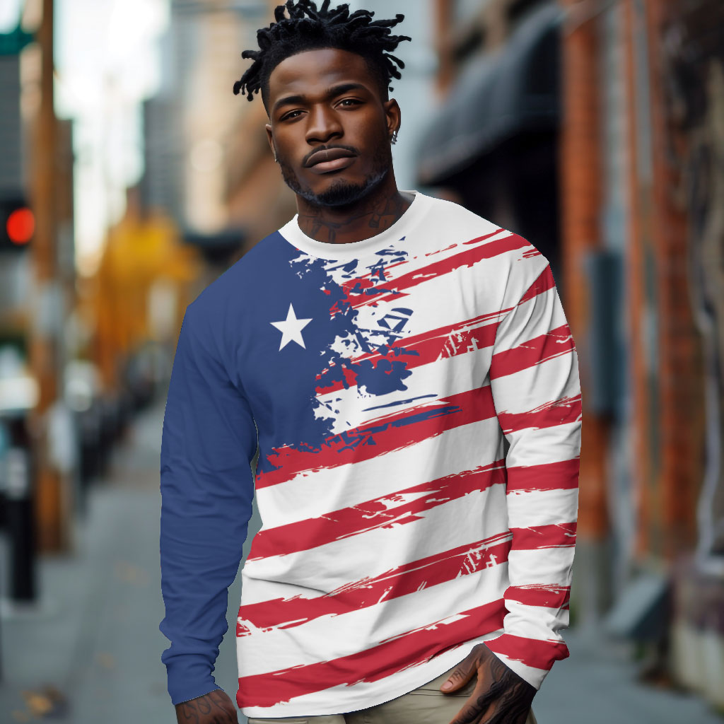 Liberia Flag Long Sleeve Shirt Grunge Stylized