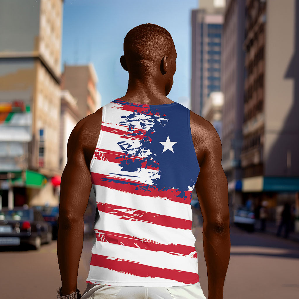 Liberia Flag Men Tank Top Grunge Stylized