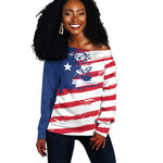 Liberia Flag Off Shoulder Sweater Grunge Stylized