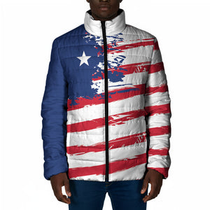 Liberia Flag Padded Jacket Grunge Stylized