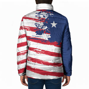Liberia Flag Padded Jacket Grunge Stylized