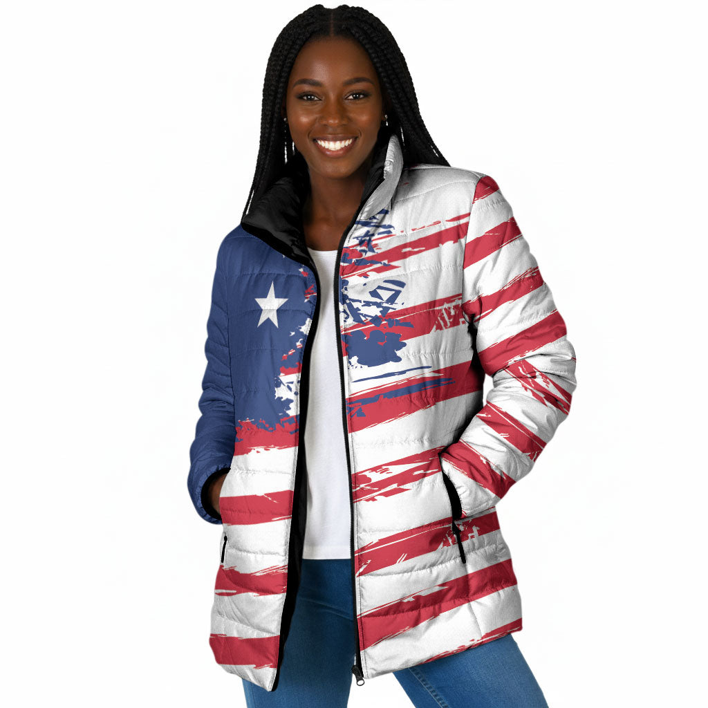 Liberia Flag Padded Jacket Grunge Stylized