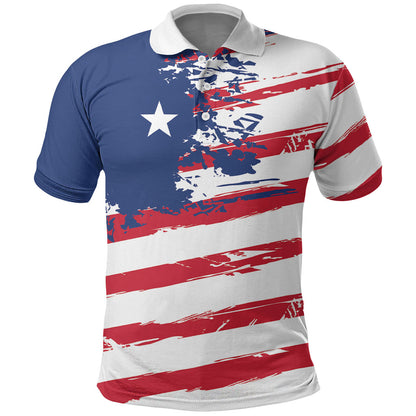 Liberia Flag Polo Shirt Grunge Stylized