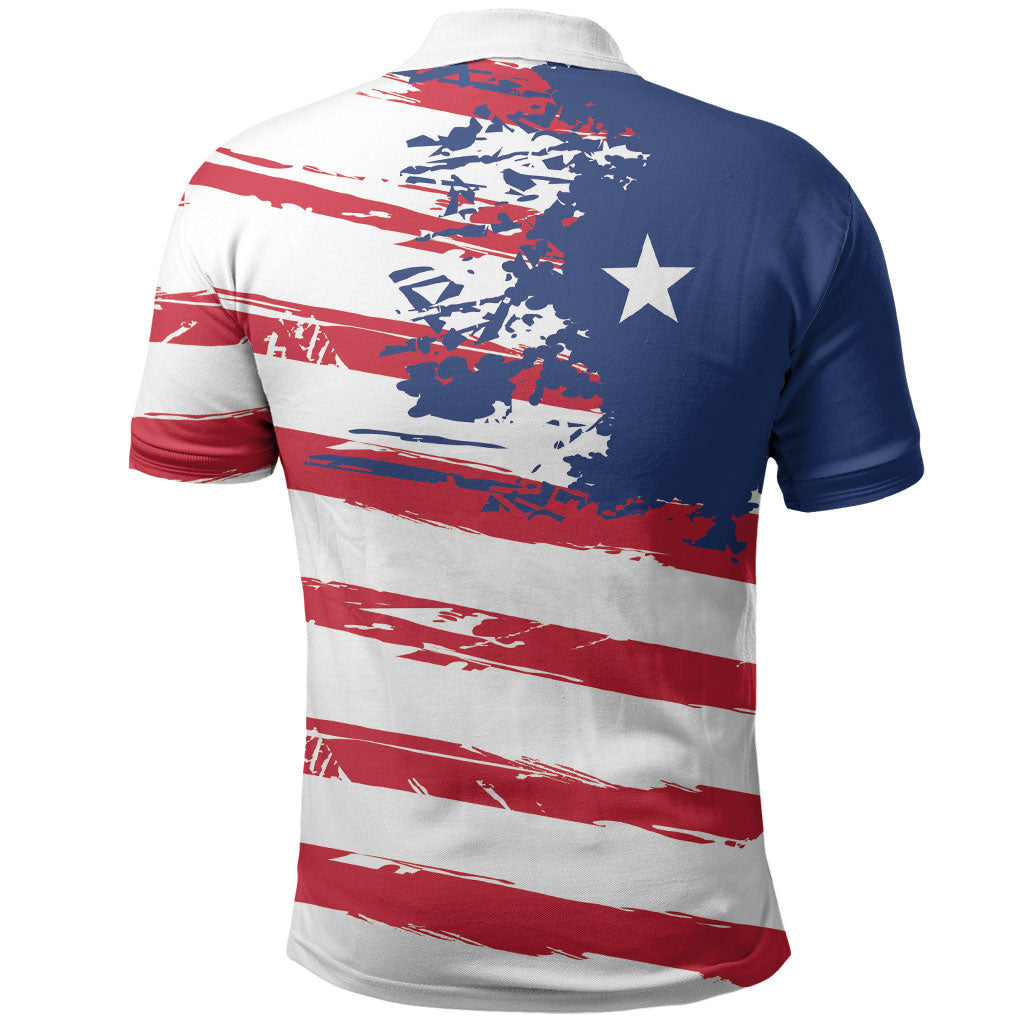 Liberia Flag Polo Shirt Grunge Stylized