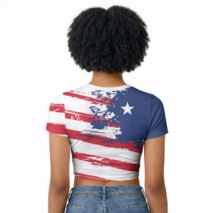 Liberia Flag Raglan Cropped T shirt Grunge Stylized