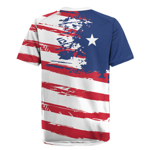 Liberia Flag Rugby Jersey Grunge Stylized