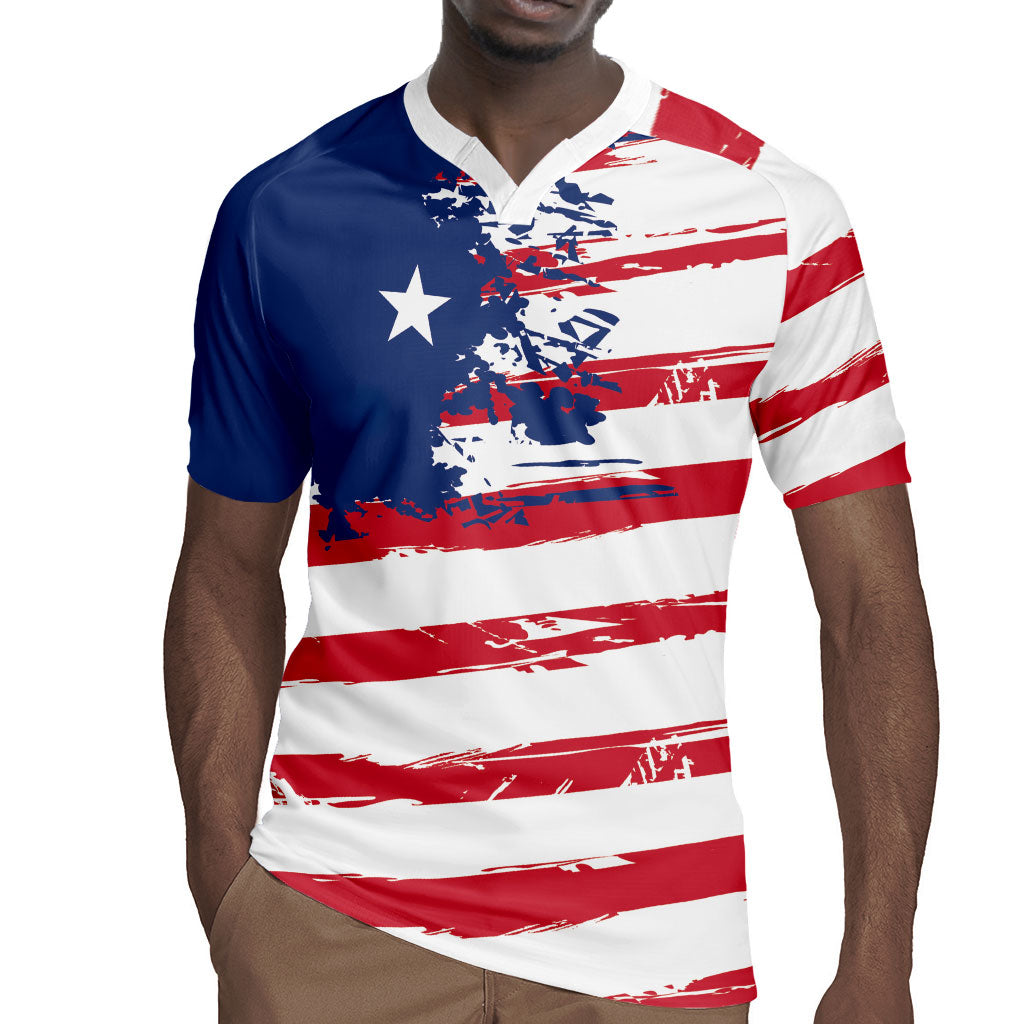 Liberia Flag Rugby Jersey Grunge Stylized