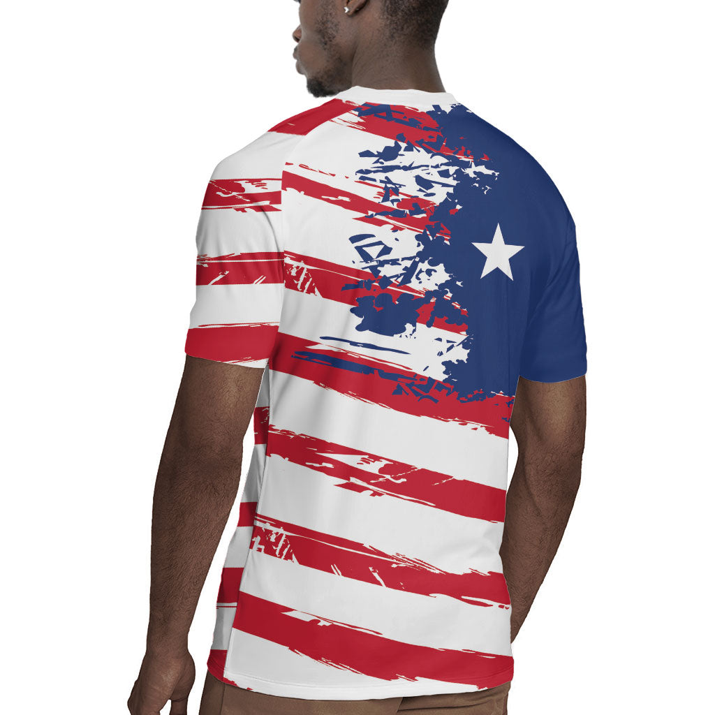 Liberia Flag Rugby Jersey Grunge Stylized