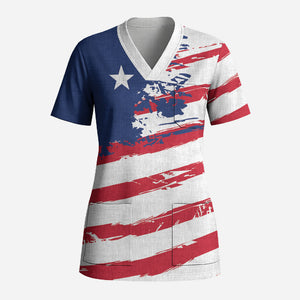 Liberia Flag Scrub Top Grunge Stylized