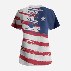 Liberia Flag Scrub Top Grunge Stylized