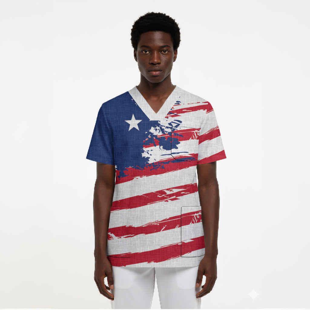 Liberia Flag Scrub Top Grunge Stylized