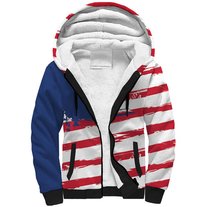Liberia Flag Sherpa Hoodie Grunge Stylized