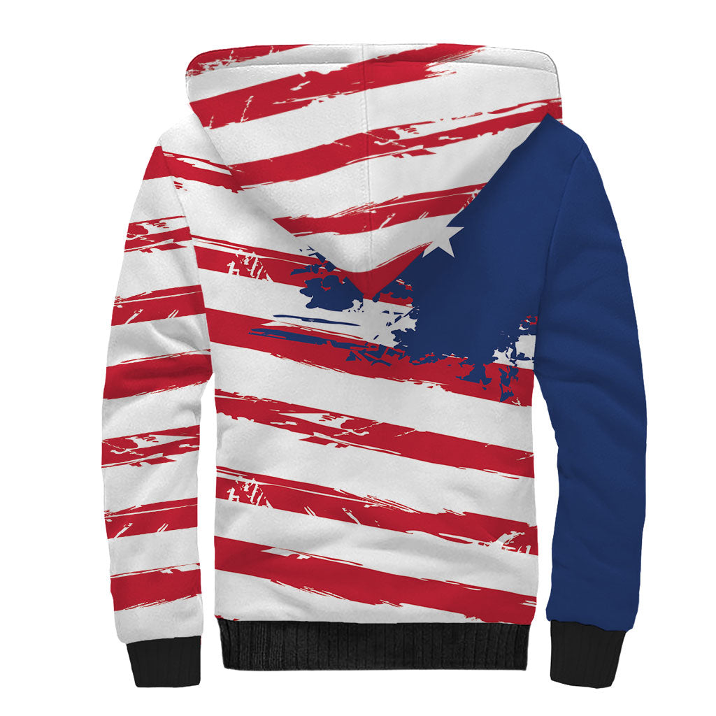Liberia Flag Sherpa Hoodie Grunge Stylized