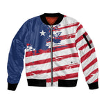 Liberia Flag Sleeve Zip Bomber Jacket Grunge Stylized
