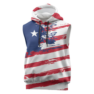 Liberia Flag Sleeveless Hoodie Grunge Stylized