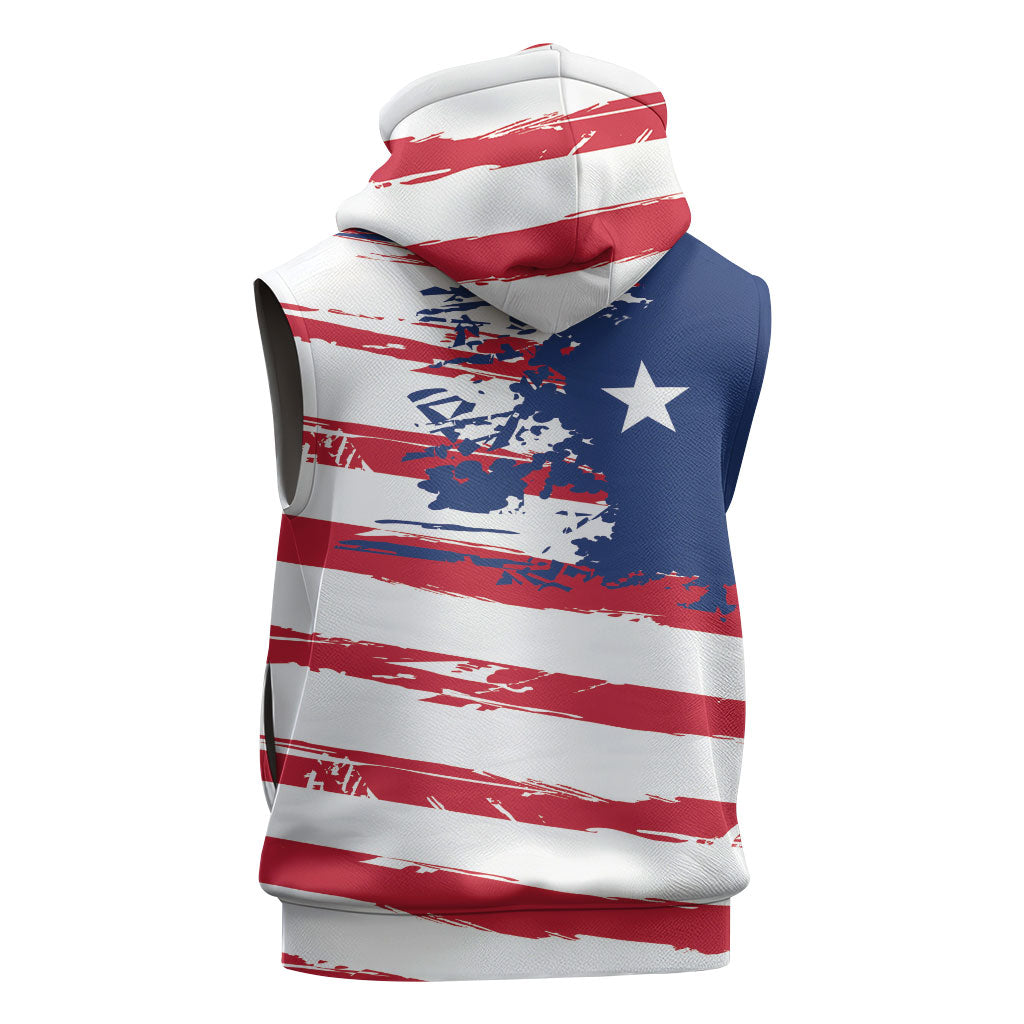 Liberia Flag Sleeveless Hoodie Grunge Stylized