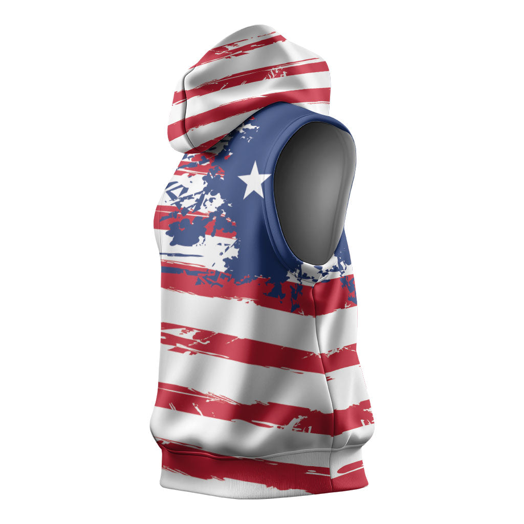 Liberia Flag Sleeveless Hoodie Grunge Stylized