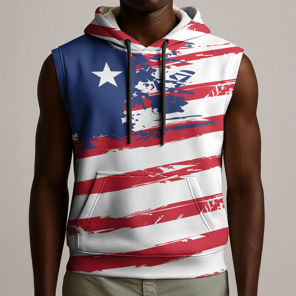 Liberia Flag Sleeveless Hoodie Grunge Stylized