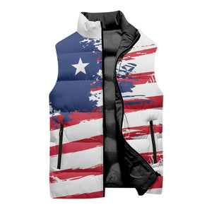Liberia Flag Sleeveless Puffer Jacket Grunge Stylized