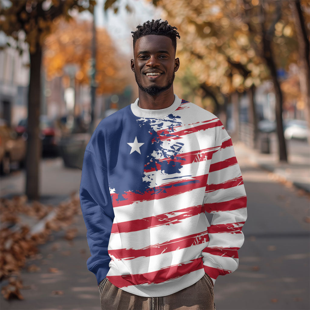 Liberia Flag Sweatshirt Grunge Stylized
