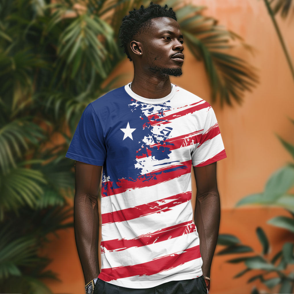Liberia Flag T shirt Grunge Stylized