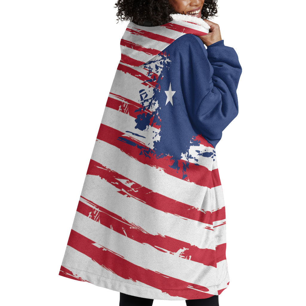 Liberia Flag Wearable Blanket Hoodie Grunge Stylized