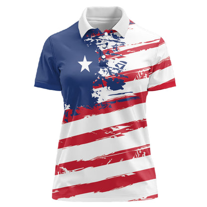 Liberia Flag Women Polo Shirt Grunge Stylized
