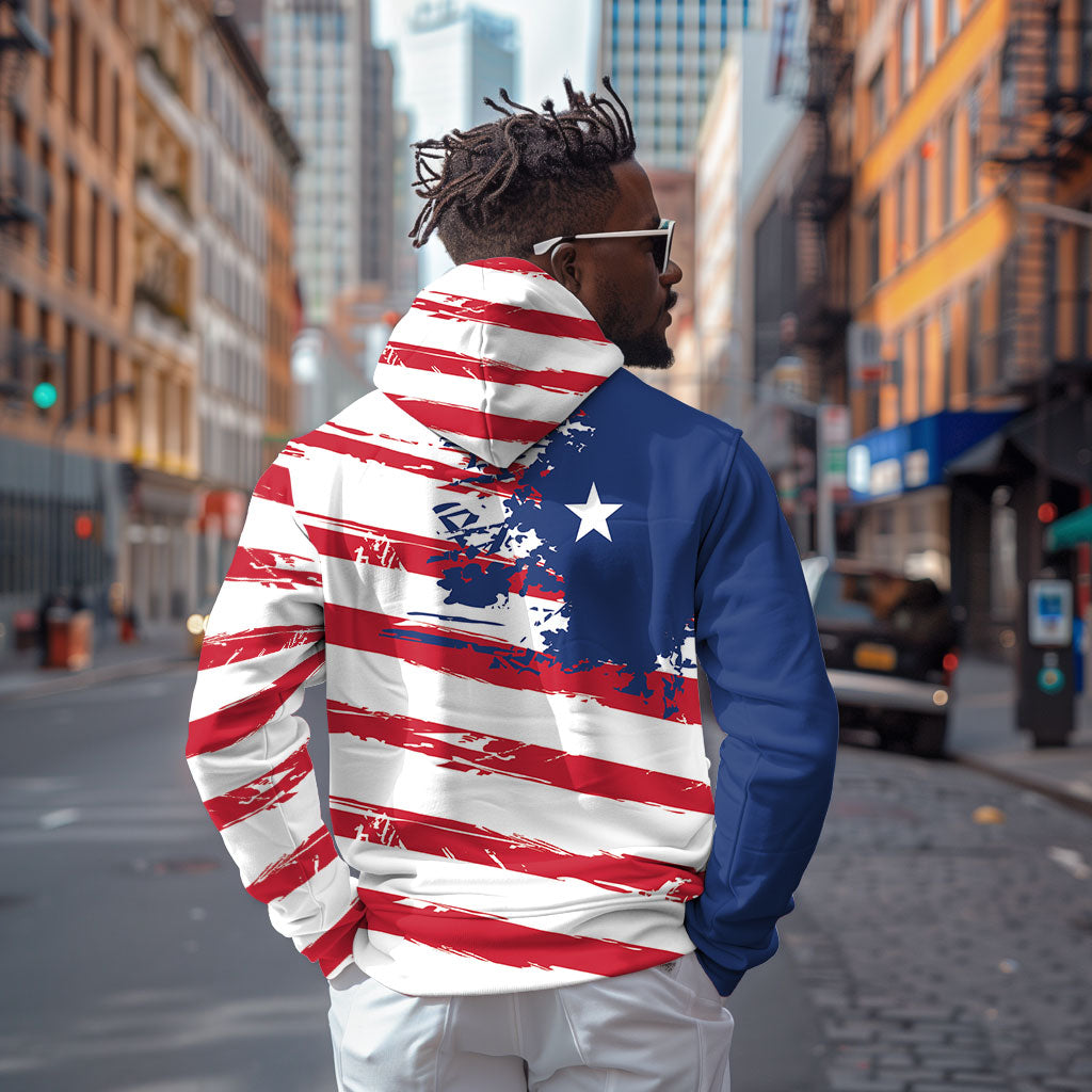 Liberia Flag Zip Hoodie Grunge Stylized
