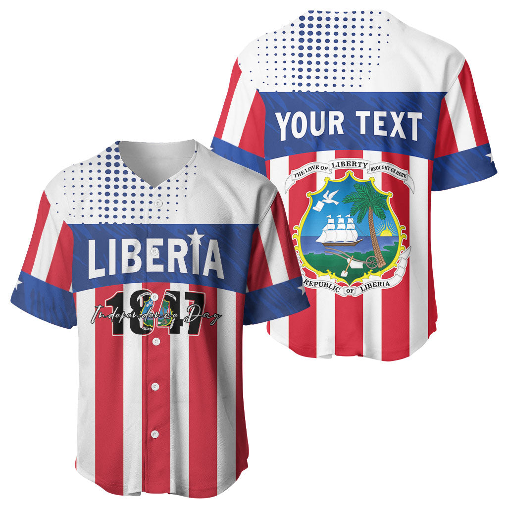 Personalized Liberia 1847 Baseball Jersey Happy Independence Day