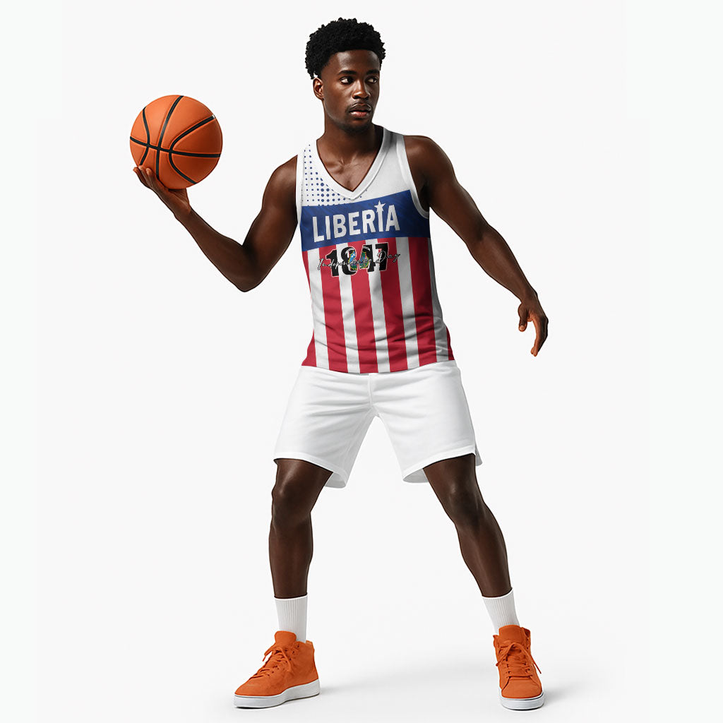 Personalized Liberia 1847 Basketball Jersey Happy Independence Day