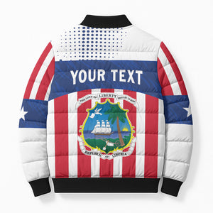Personalized Liberia 1847 Bomber Puffer Jacket Happy Independence Day