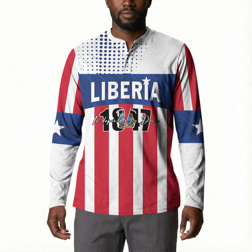 Personalized Liberia 1847 Button Sweatshirt Happy Independence Day