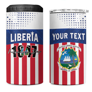 Personalized Liberia 1847 4 in 1 Can Cooler Tumbler Happy Independence Day