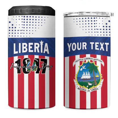 Personalized Liberia 1847 4 in 1 Can Cooler Tumbler Happy Independence Day