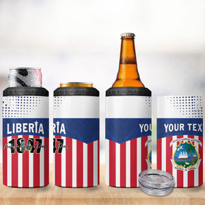 Personalized Liberia 1847 4 in 1 Can Cooler Tumbler Happy Independence Day