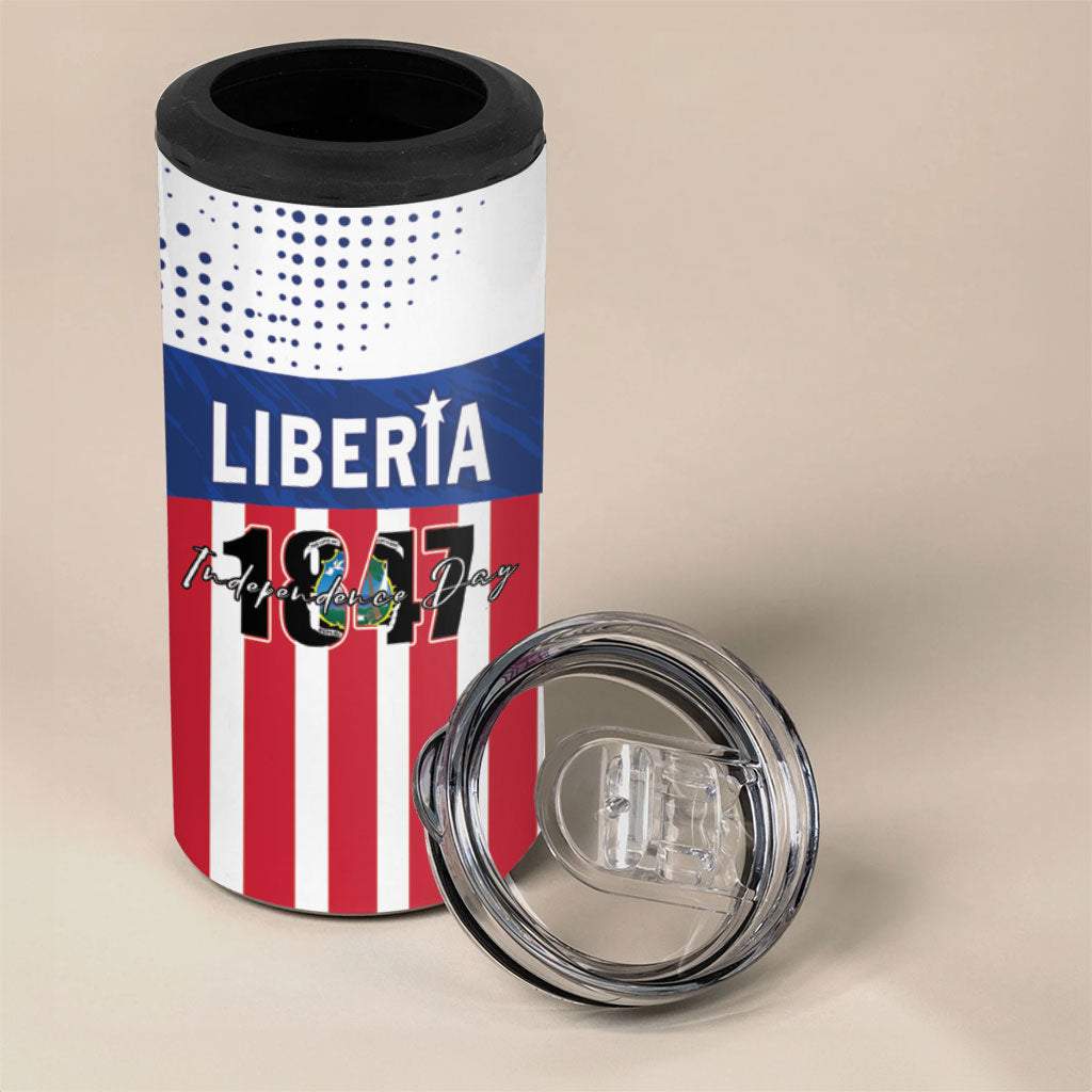 Personalized Liberia 1847 4 in 1 Can Cooler Tumbler Happy Independence Day