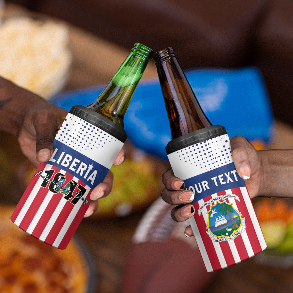 Personalized Liberia 1847 4 in 1 Can Cooler Tumbler Happy Independence Day