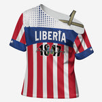 Personalized Liberia 1847 Cross Shoulder Shirt Happy Independence Day