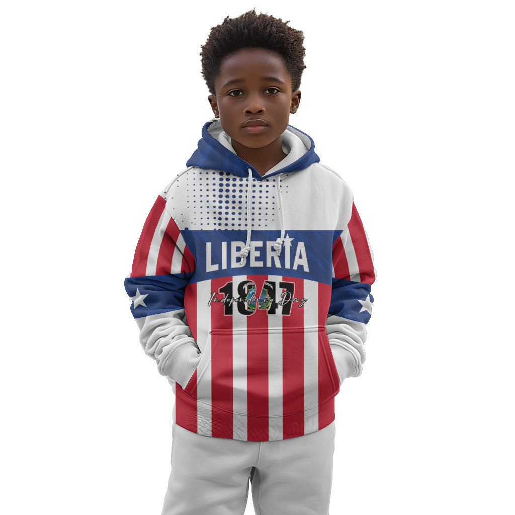 Personalized Liberia 1847 Kid Hoodie Happy Independence Day