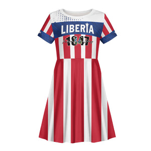 Personalized Liberia 1847 Kid Short Sleeve Dress Happy Independence Day