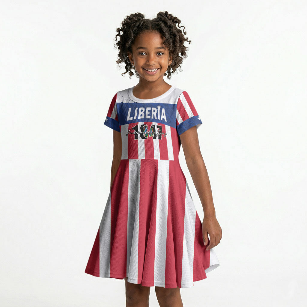 Personalized Liberia 1847 Kid Short Sleeve Dress Happy Independence Day