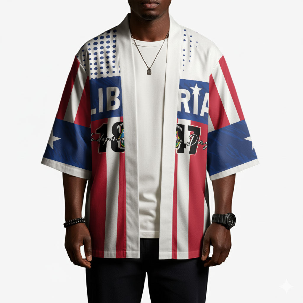 Personalized Liberia 1847 Kimono Happy Independence Day