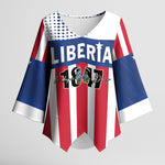 Personalized Liberia 1847 Kimono Sleeve Blouse Happy Independence Day