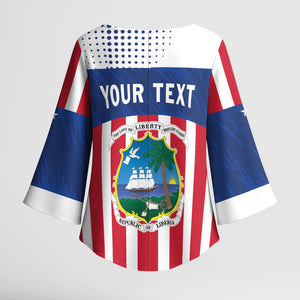 Personalized Liberia 1847 Kimono Sleeve Blouse Happy Independence Day