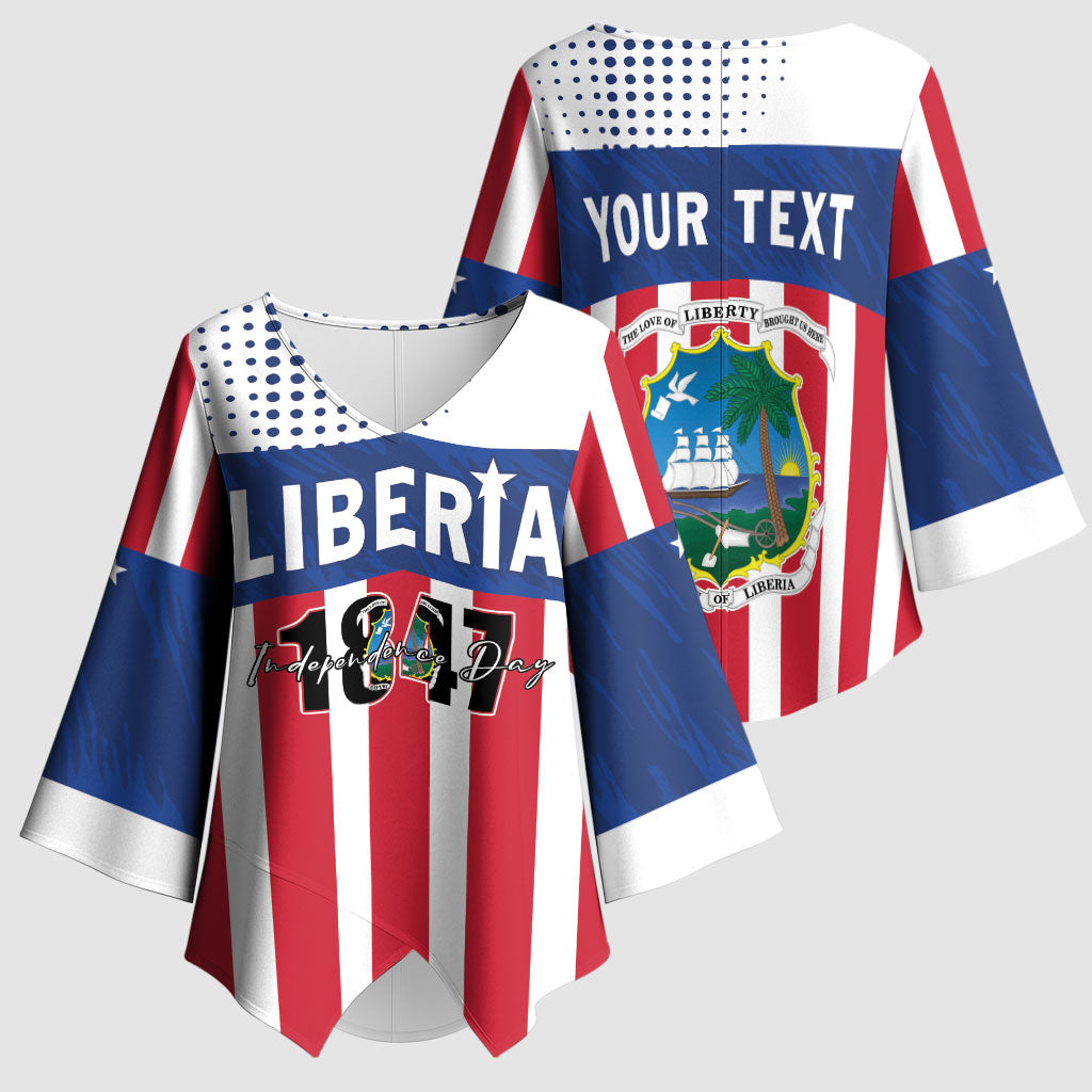 Personalized Liberia 1847 Kimono Sleeve Blouse Happy Independence Day