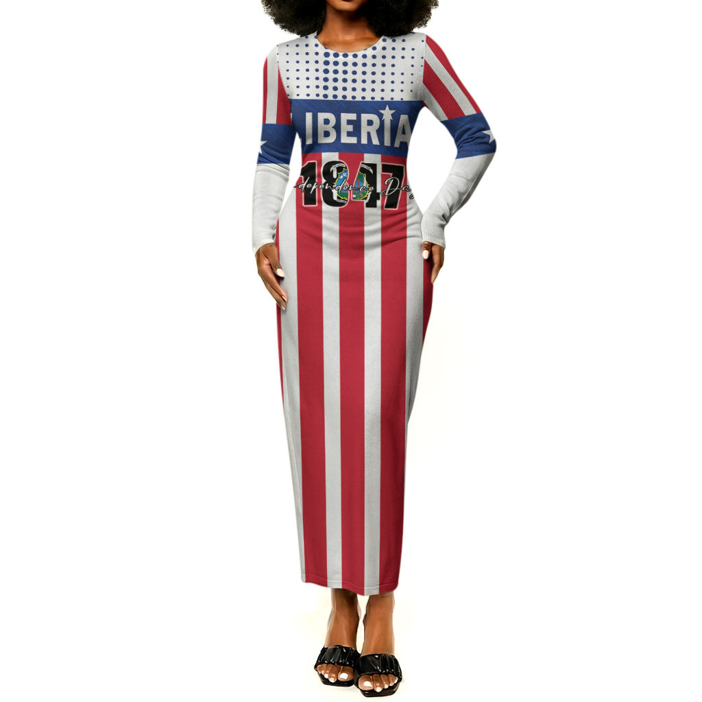 Personalized Liberia 1847 Long Sleeve Bodycon Dress Happy Independence Day