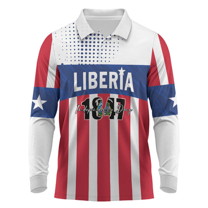 Personalized Liberia 1847 Long Sleeve Polo Shirt Happy Independence Day