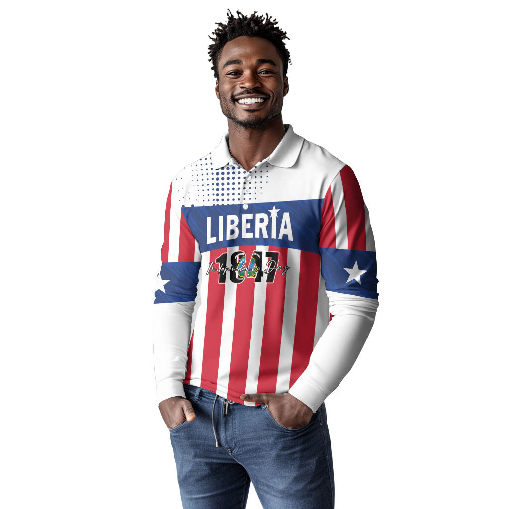 Personalized Liberia 1847 Long Sleeve Polo Shirt Happy Independence Day